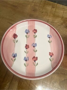 Caleca Italy pink floral garland hand painted plate